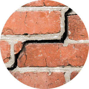 Cracks in brick veneers and mortar 